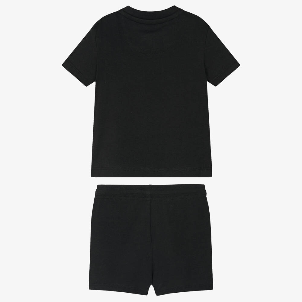 Calvin Klein-Boys Black Cotton Jersey Shorts Set with Monogram Logo | Childrensalon Outlet