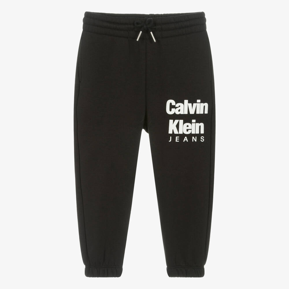 Calvin Klein - Boys Black Cotton Joggers | Childrensalon