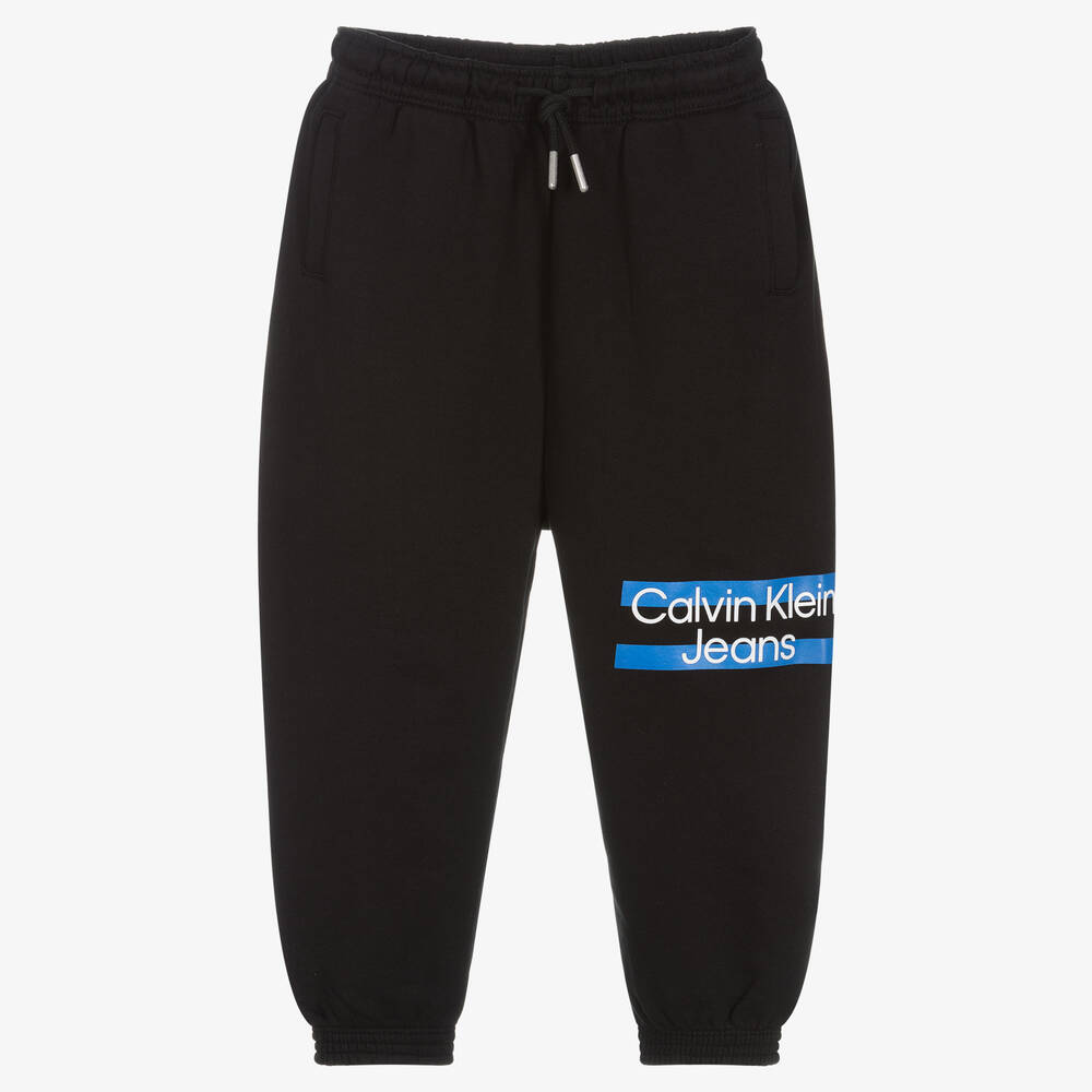Calvin Klein Jeans - Boys Black Cotton Logo Joggers | Childrensalon