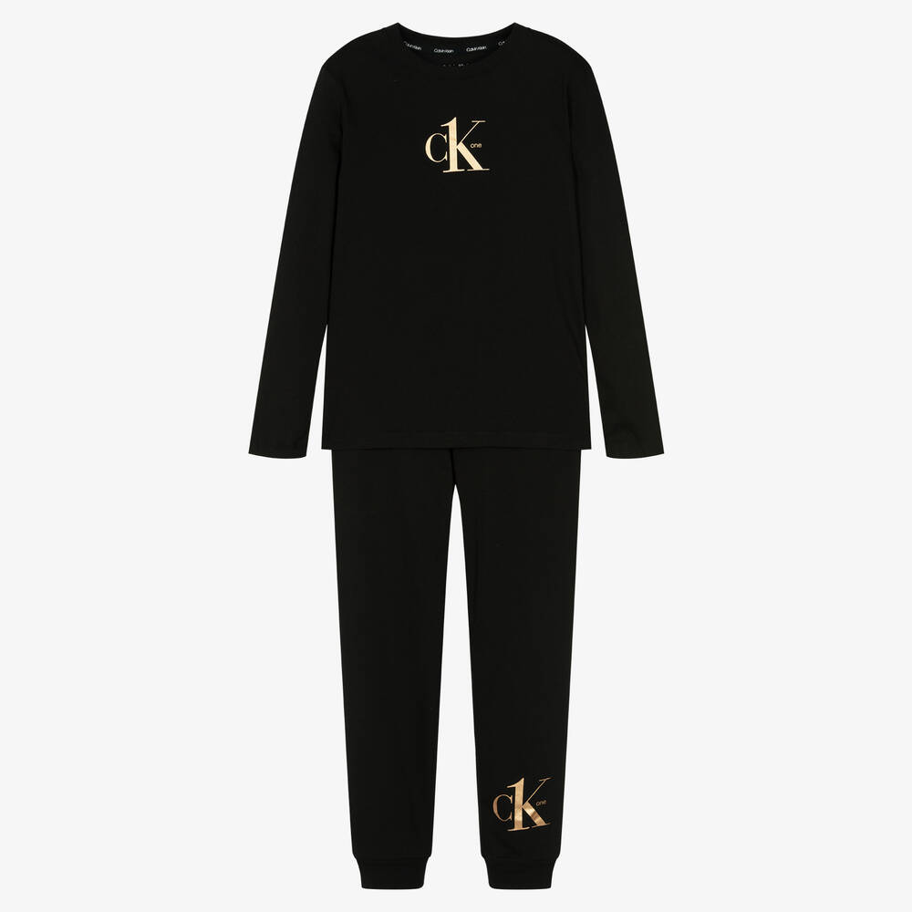 Calvin Klein - Boys Black Cotton Logo Pyjamas | Childrensalon