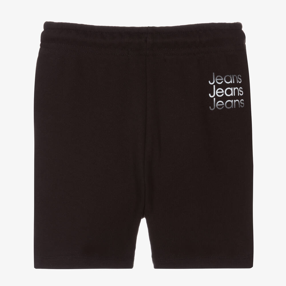 Calvin Klein Jeans-Boys Black Cotton Logo Shorts | Childrensalon Outlet