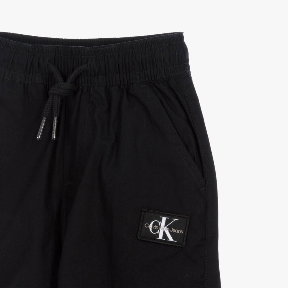 Calvin Klein-Boys Black Cotton Parachute Trousers | Childrensalon Outlet