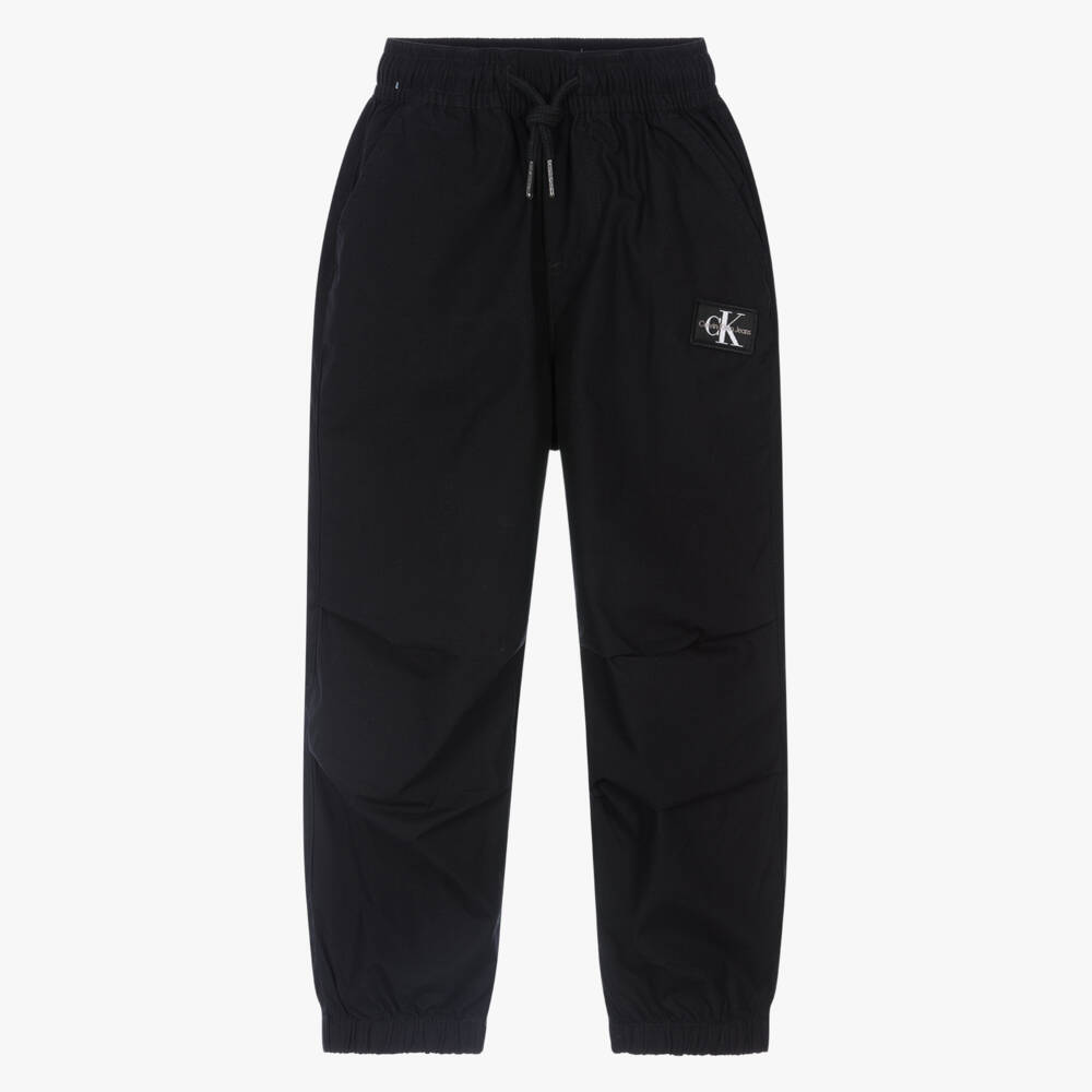Calvin Klein-Boys Black Cotton Parachute Trousers | Childrensalon Outlet