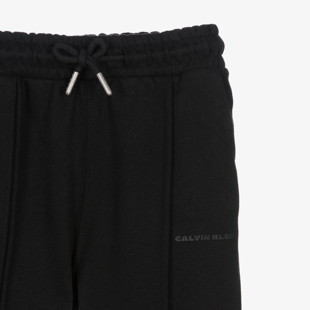 Calvin Klein-Boys Black Cotton Pintuck Joggers with White Logo | Childrensalon Outlet