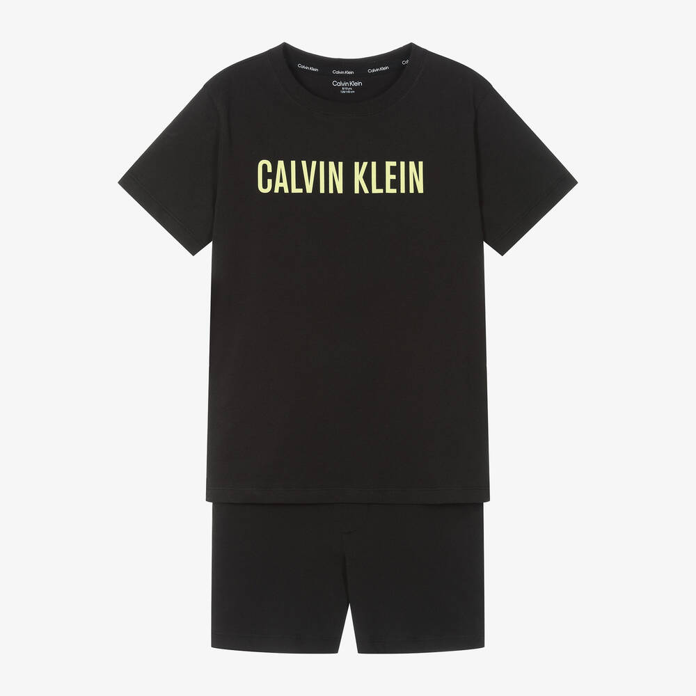 Calvin Klein Boys Black Cotton Short Pyjamas Childrensalon Outlet