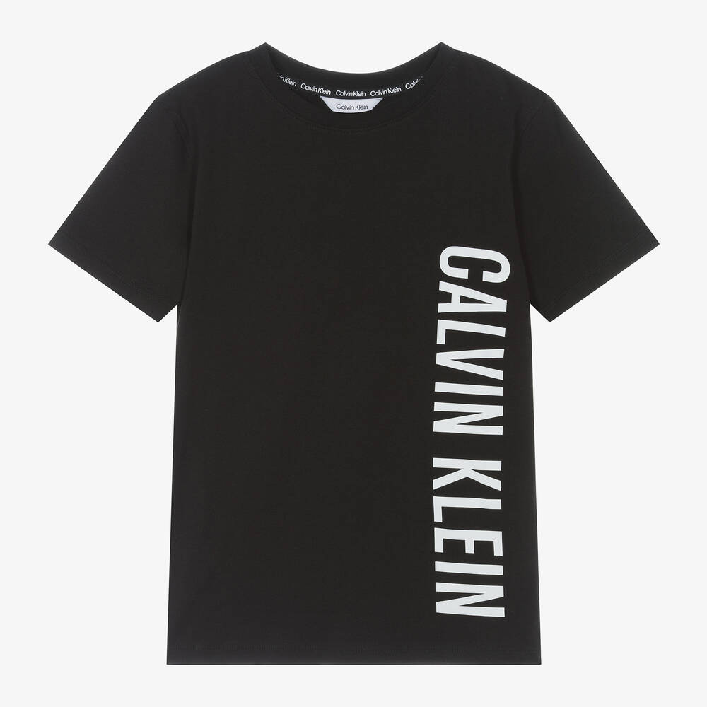 Calvin Klein Boys Black Cotton T Shirt Childrensalon Outlet