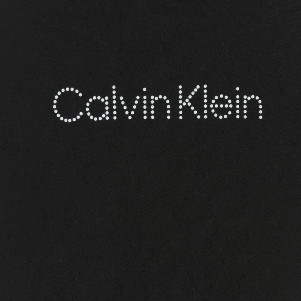 Calvin Klein-Boys Black Cotton T-Shirt with Dotted Logo | Childrensalon Outlet