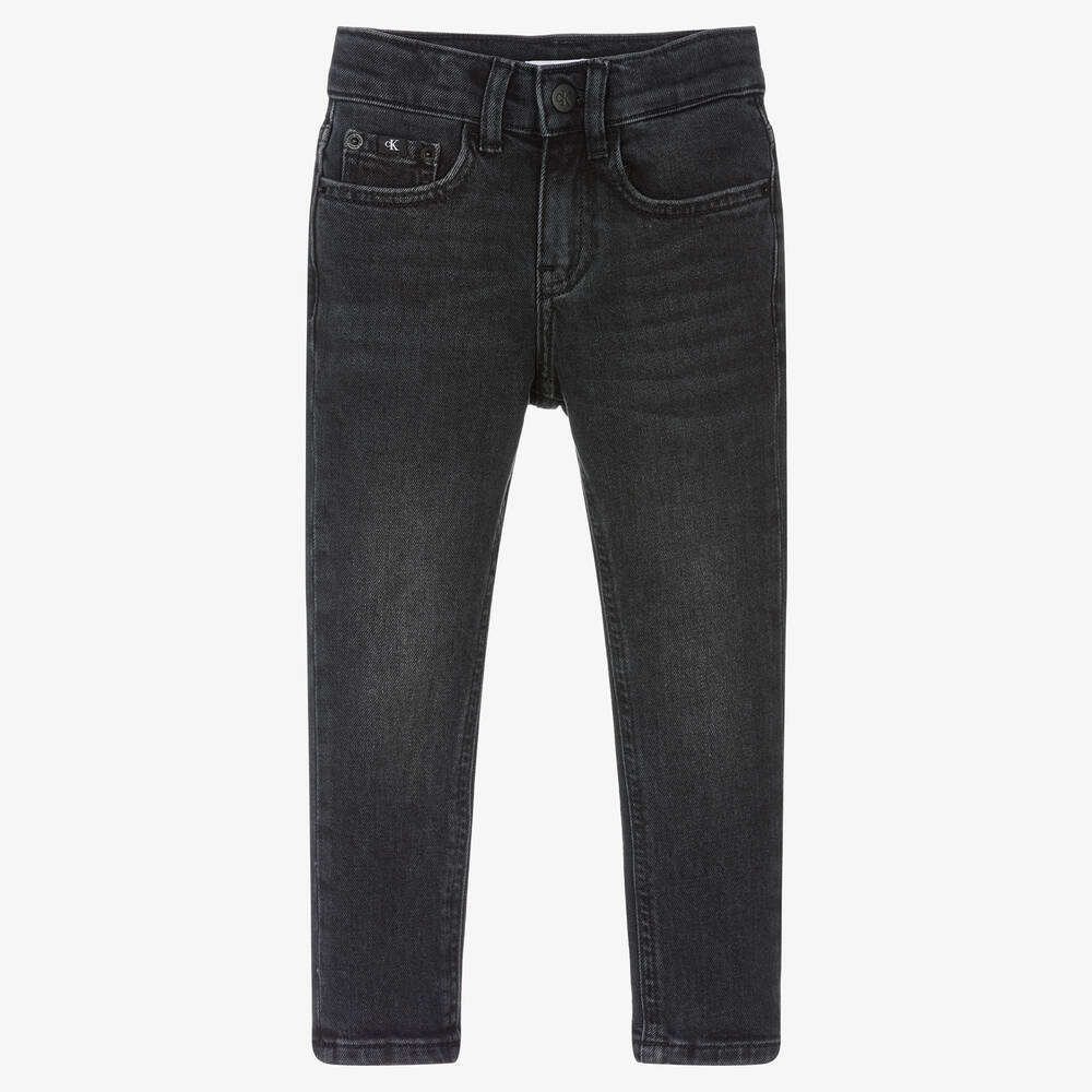 Calvin Klein Jeans - جينز قطن دنيم لون أسود للأولاد | Childrensalon
