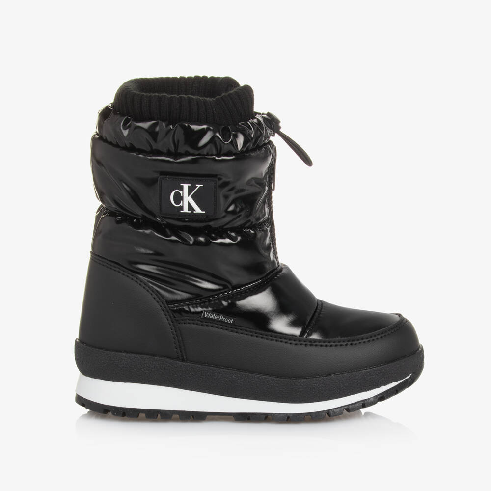 Calvin Klein-Boys Black Faux Leather Boots | Childrensalon Outlet