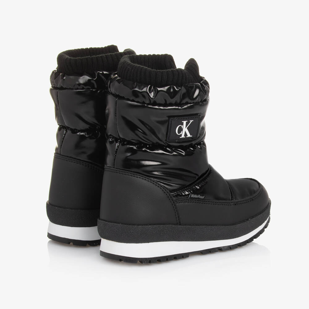 Calvin Klein-Boys Black Faux Leather Boots | Childrensalon Outlet