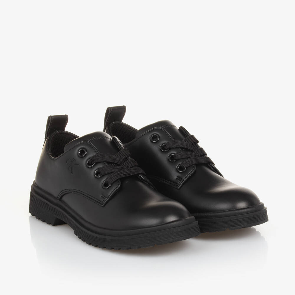 Calvin Klein-Boys Black Faux Leather Brogues | Childrensalon Outlet