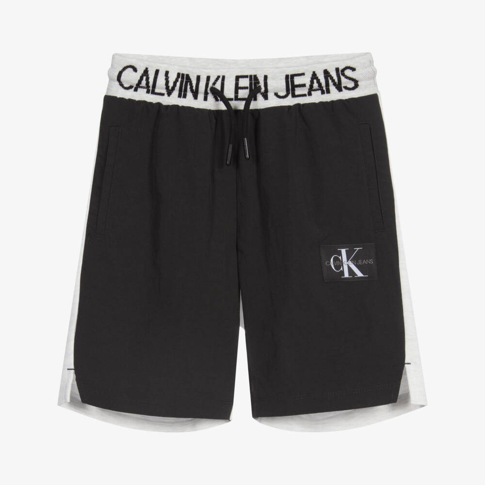 Calvin Klein Jeans-شورت لون أسود ورمادي للأولاد | Childrensalon Outlet