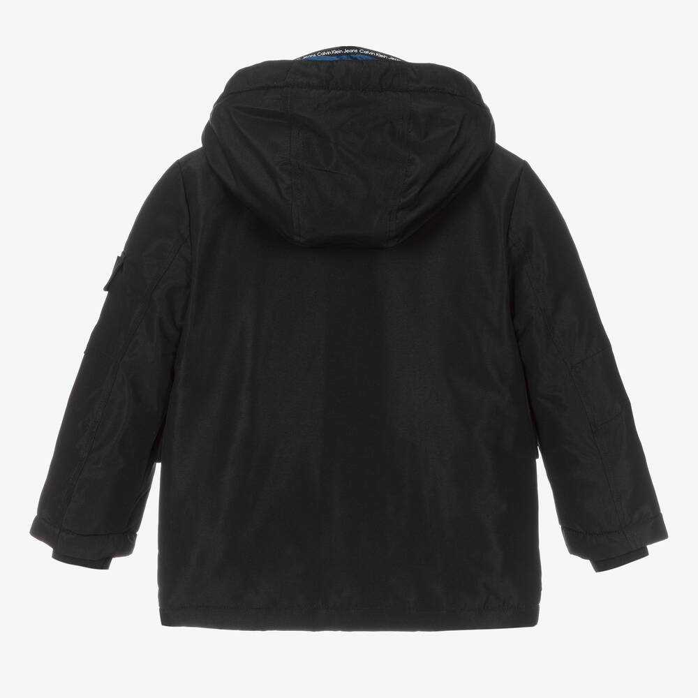 Calvin Klein-Boys Black Hooded Padded Coat | Childrensalon Outlet