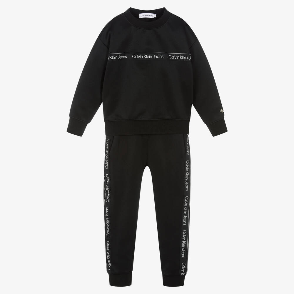 Calvin Klein Jeans - Boys Black Jersey Logo Tracksuit | Childrensalon