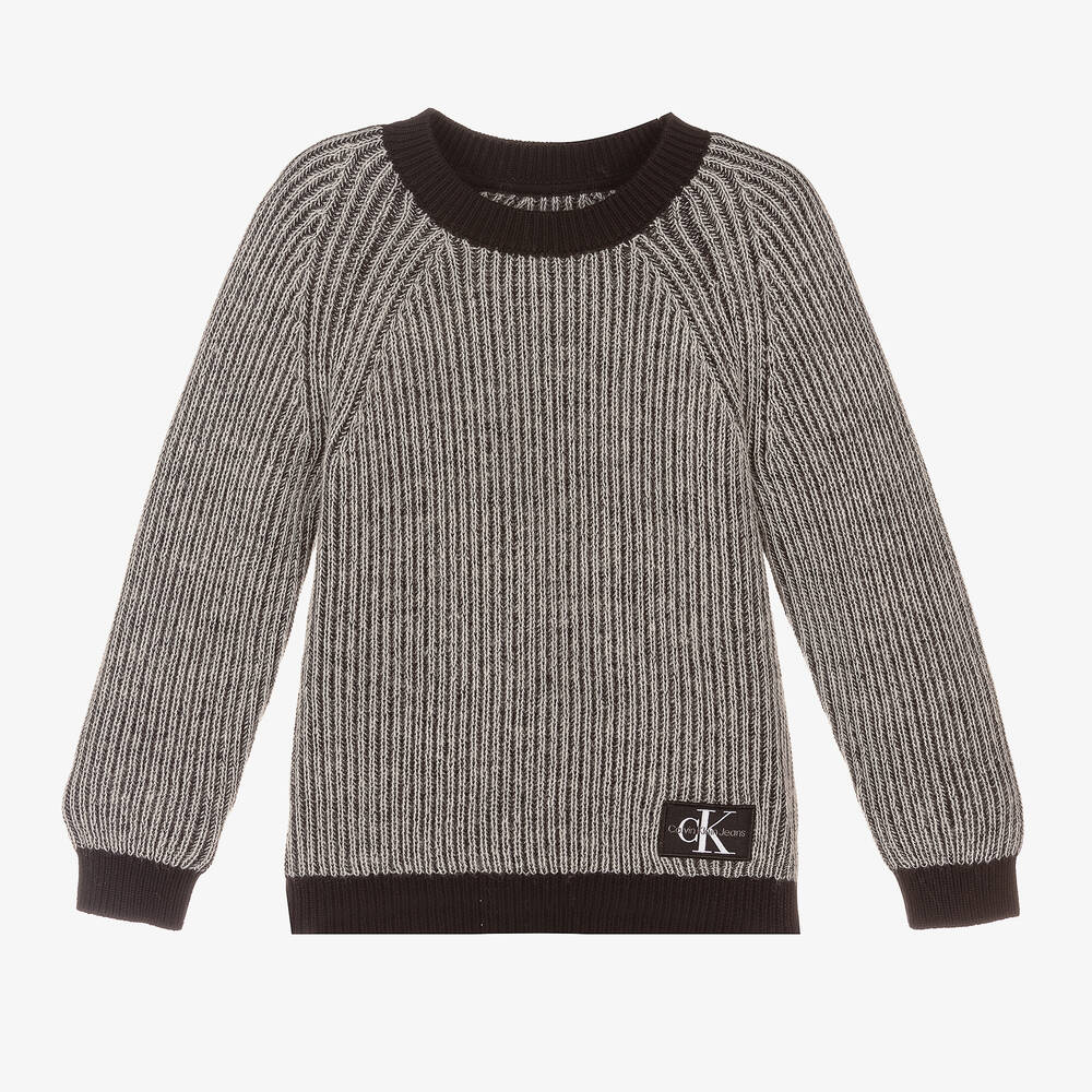 Calvin Klein Jeans Boys Black Knit Sweater Childrensalon Outlet