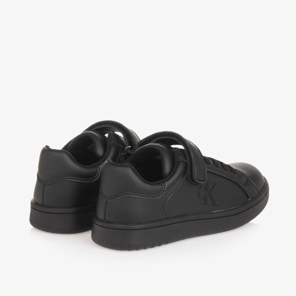 Calvin Klein-Boys Black Leather Look Trainers | Childrensalon Outlet
