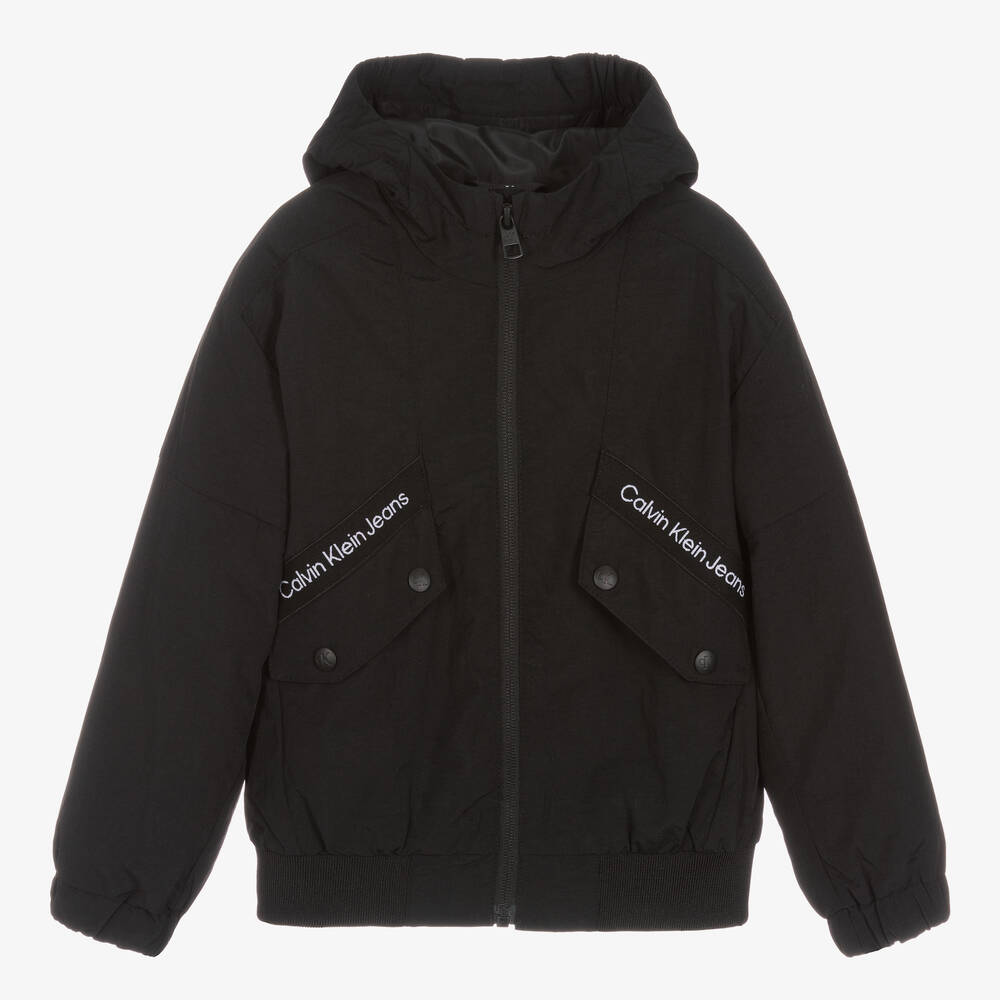 Calvin Klein Jeans - Boys Black Logo Tape Jacket | Childrensalon