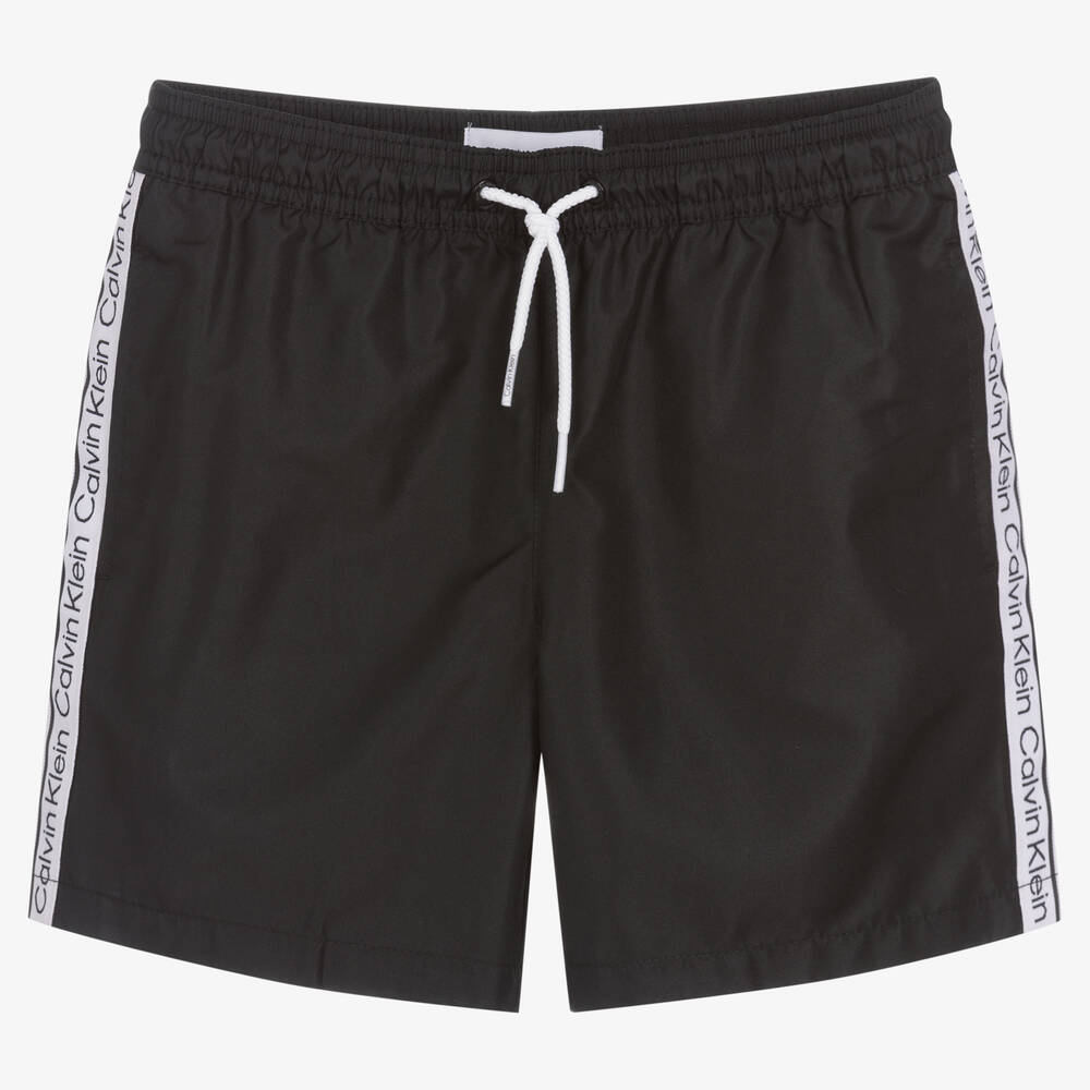 Calvin Klein - Schwarze Badeshorts mit Streifen | Childrensalon