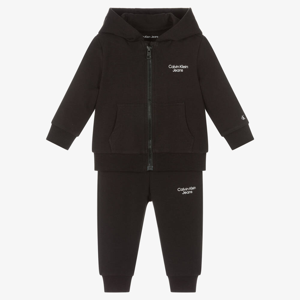 Calvin Klein Jeans - Boys Black Logo Tracksuit | Childrensalon