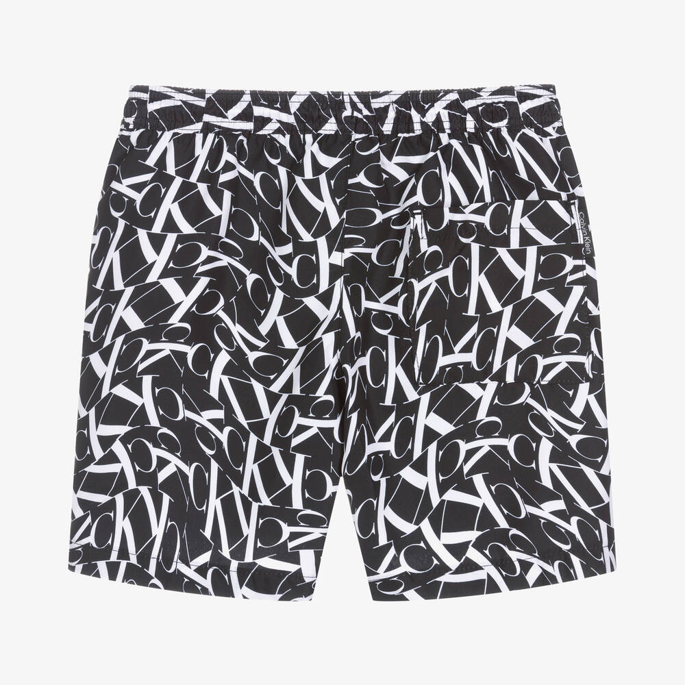 Calvin Klein-Boys Black Monogram Logo Swim Shorts | Childrensalon Outlet