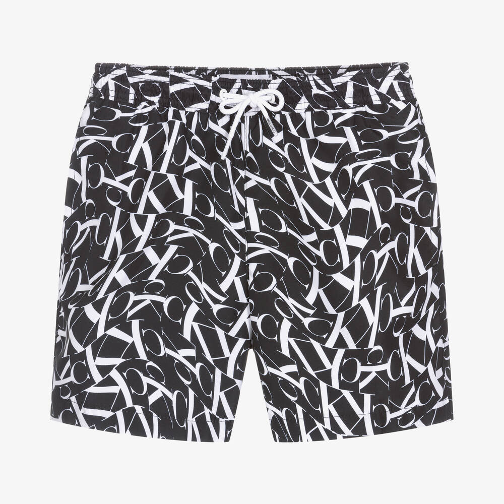 Calvin Klein - Schwarze Badeshorts mit Monogramm | Childrensalon