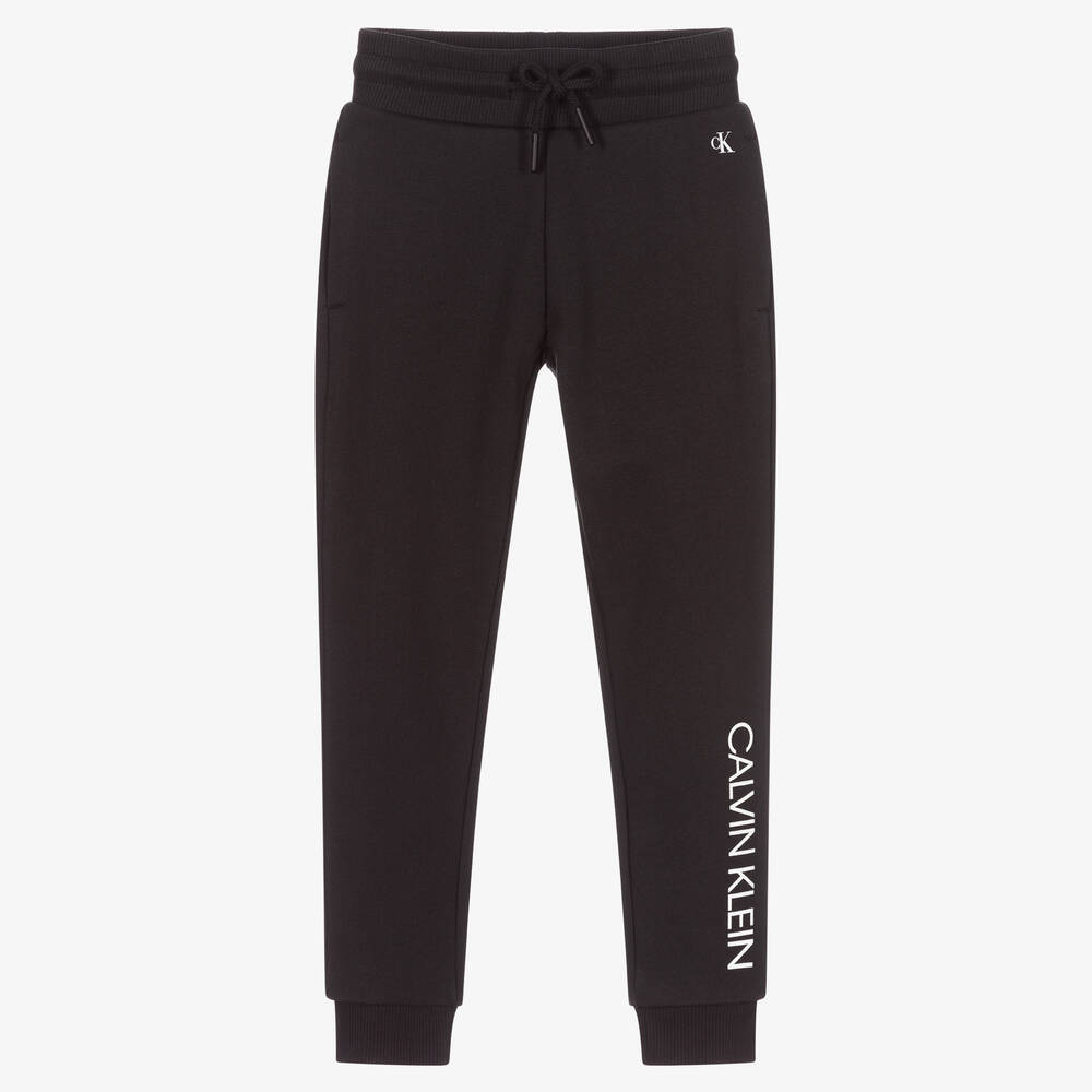 Calvin Klein Jeans-Boys Black Organic Cotton Logo Joggers | Childrensalon Outlet