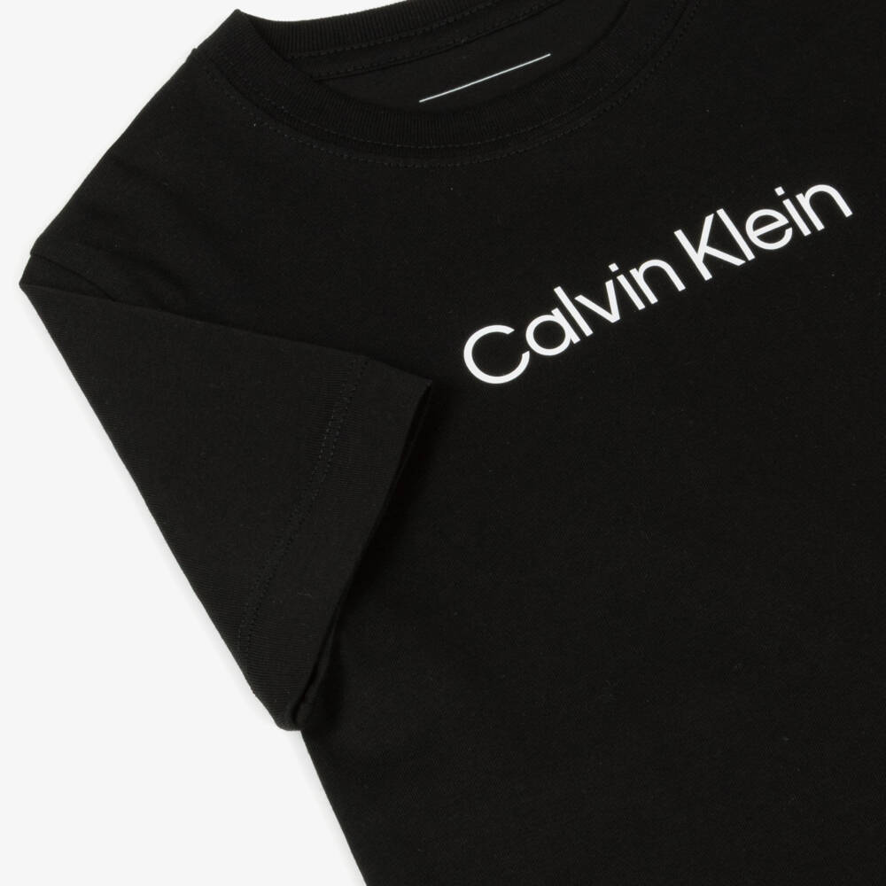 Calvin Klein-Boys Black Organic Cotton T-Shirt | Childrensalon Outlet
