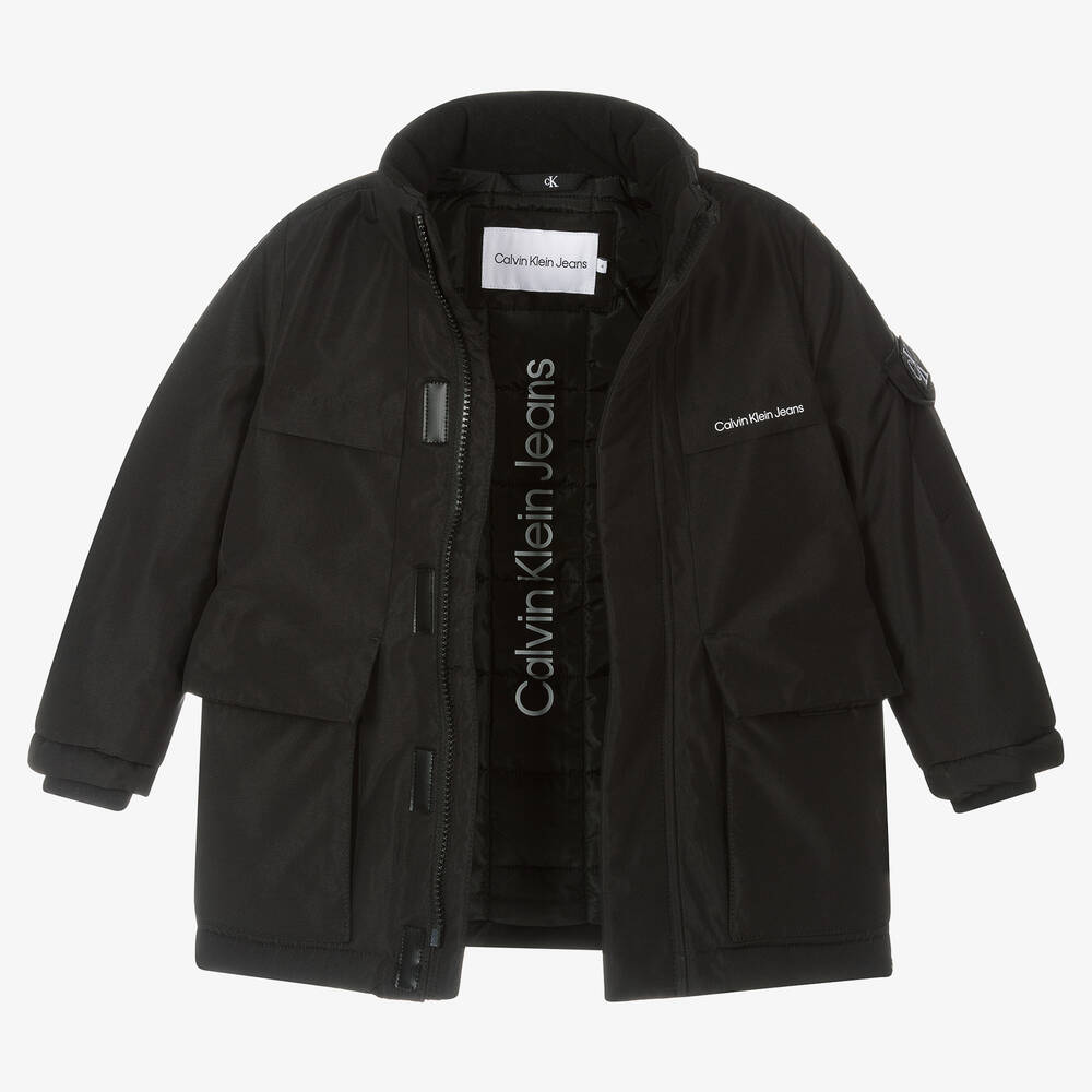 Calvin Klein Jeans-Boys Black Padded Coat | Childrensalon Outlet