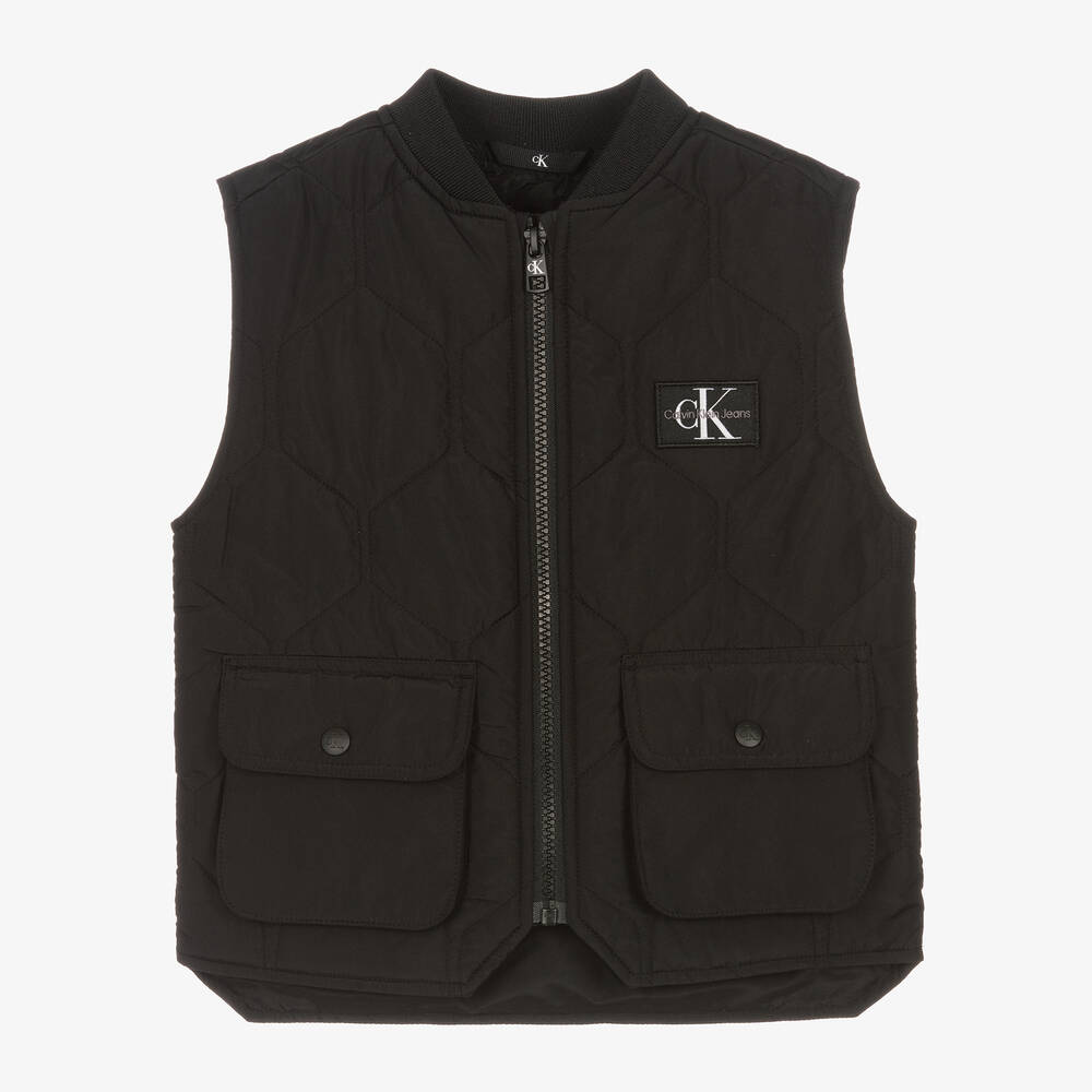 Calvin Klein - Boys Black Quilted Gilet | Childrensalon