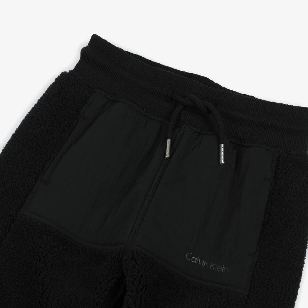 Calvin Klein-Boys Black Sherpa Jogging Trousers | Childrensalon Outlet
