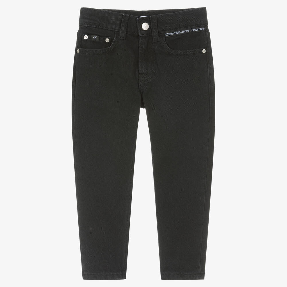 Calvin Klein - Черные джинсы из потертого денима свободной посадки | Childrensalon