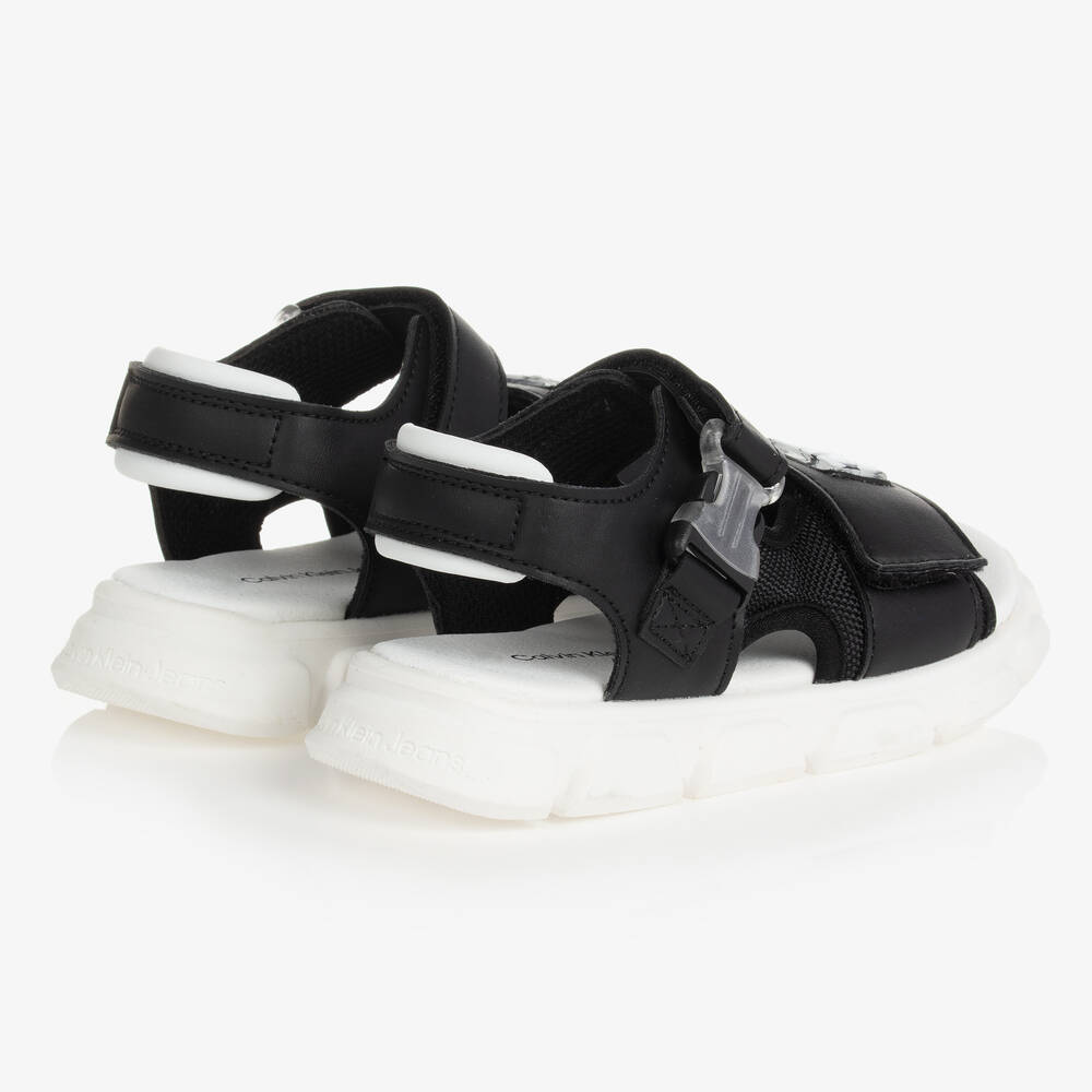 Calvin klein black and white sandals sales