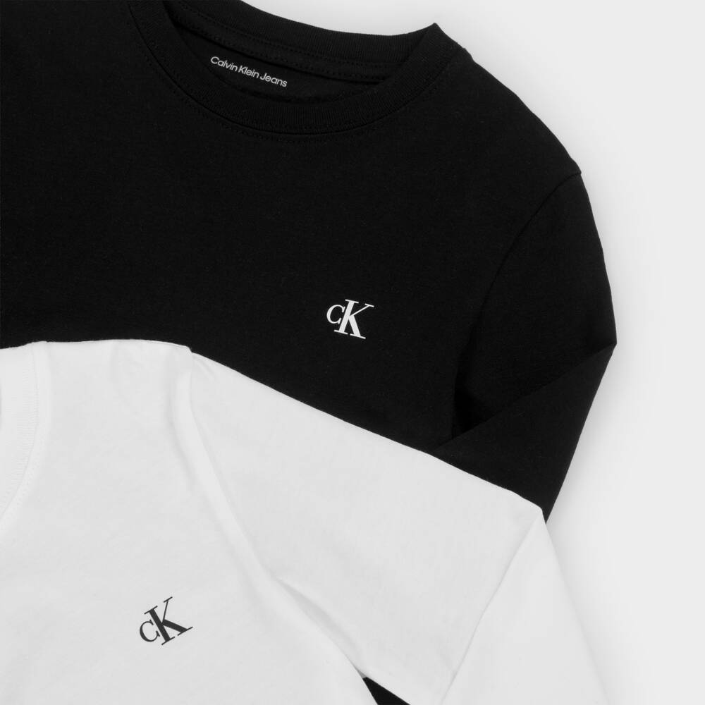 Calvin Klein-Футболки из хлопка черно-белые для мальчиков | Childrensalon Outlet