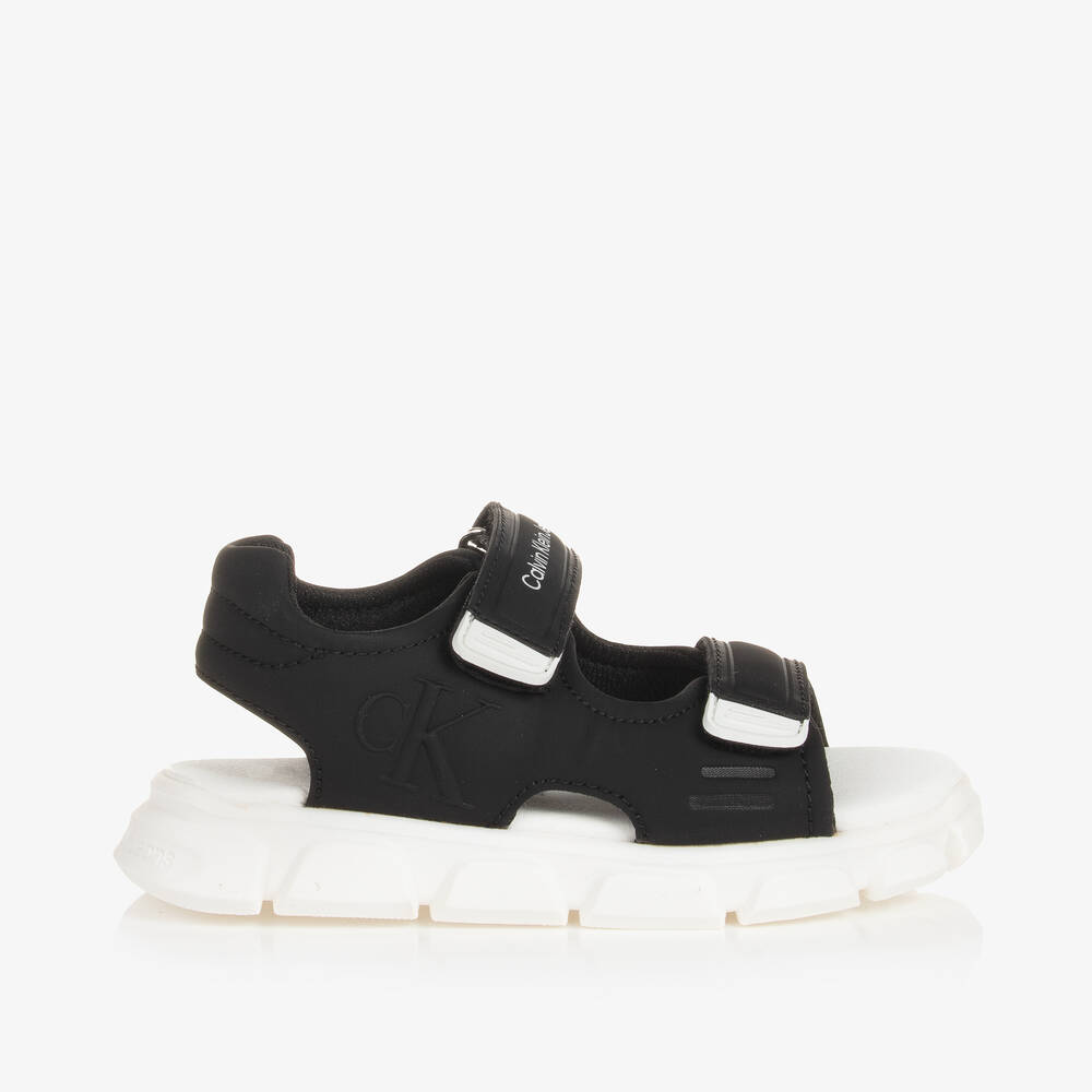 Calvin klein black and white sandals clearance