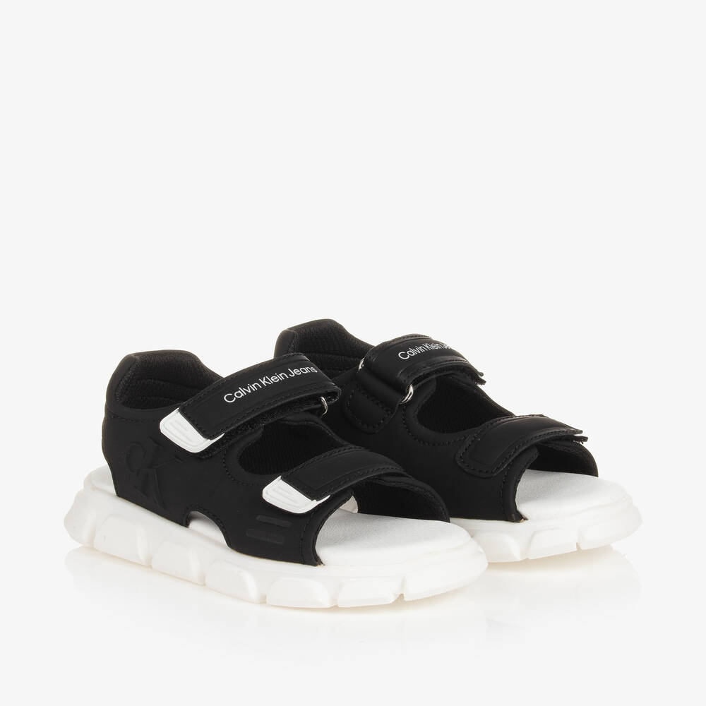 Calvin Klein-Boys Black & White Sandals | Childrensalon Outlet