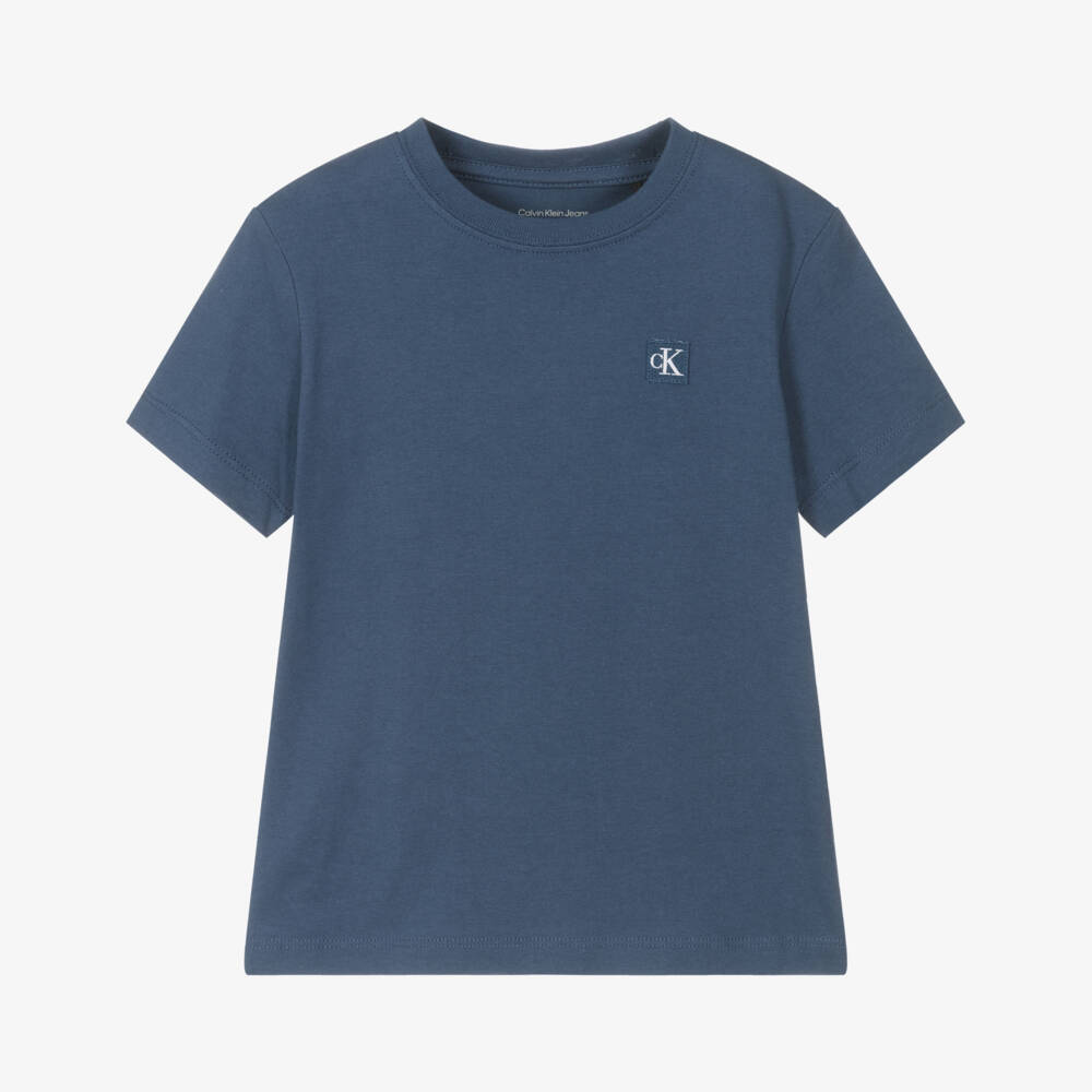 Calvin Klein-تيشيرت قطن أزرق للأولاد بشعار | Childrensalon Outlet