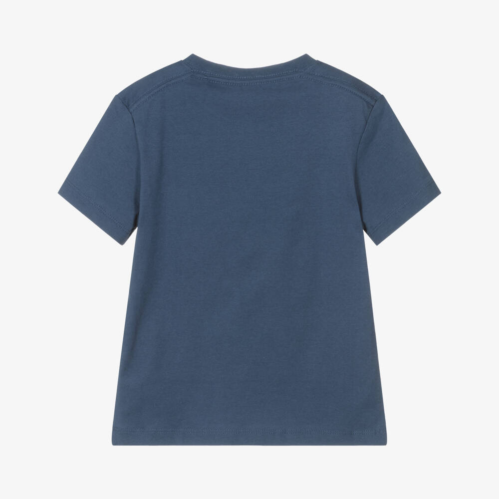 Calvin Klein-Boys Blue Cotton Badge Tee | Childrensalon Outlet