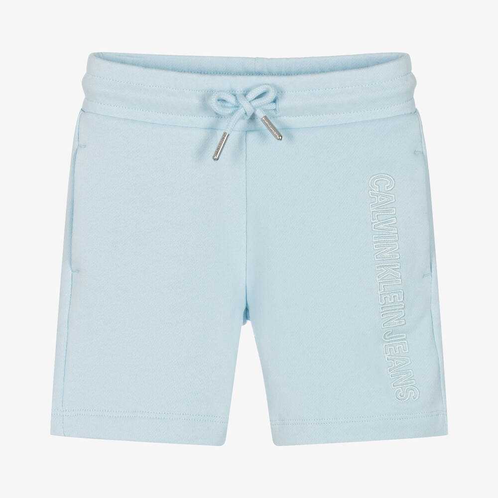 Calvin Klein Jeans-Boys Blue Cotton Logo Shorts | Childrensalon Outlet