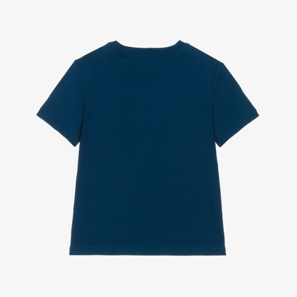Calvin Klein-Boys Blue Cotton Monogram Logo T-Shirt | Childrensalon Outlet