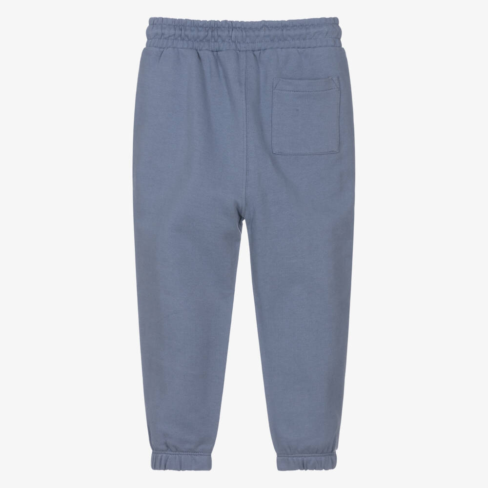 Calvin Klein-Boys Blue Cotton Pintuck Joggers with White Logo | Childrensalon Outlet