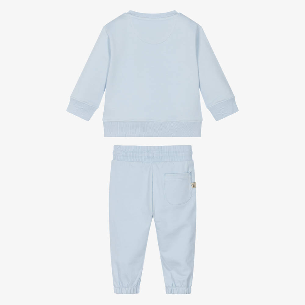 Calvin Klein-Boys Blue Cotton Tracksuit with Bouclé Logo | Childrensalon Outlet