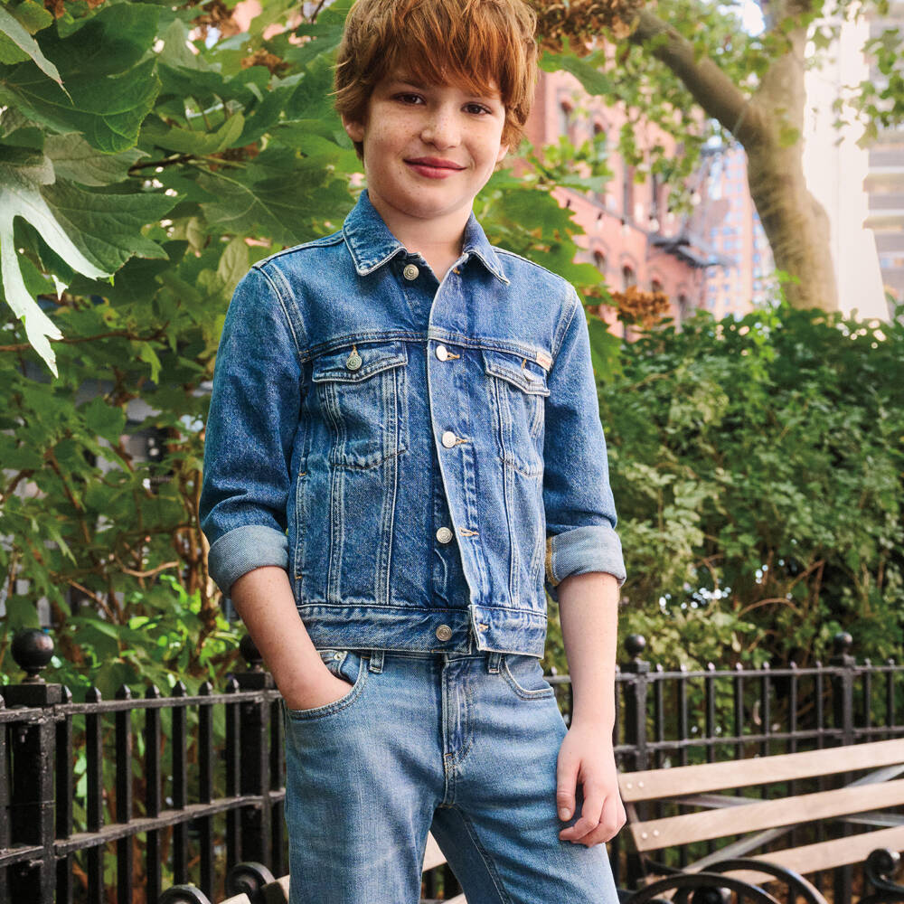 Calvin Klein-Boys Blue Denim Dad Jeans | Childrensalon Outlet