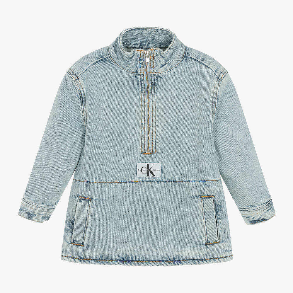 Calvin Klein-Boys Blue Denim Half-Zip Jacket | Childrensalon Outlet