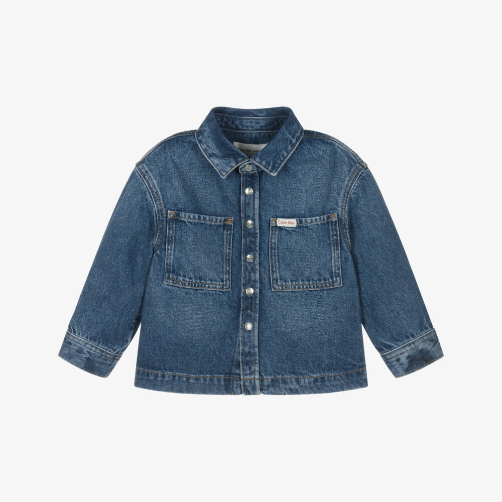 Calvin Klein-Boys Blue Denim Shirt with Poppers | Childrensalon Outlet