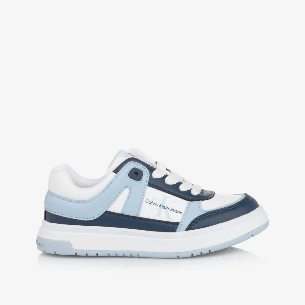 Calvin Klein-Boys Blue Faux Leather Sneakers | Childrensalon Outlet