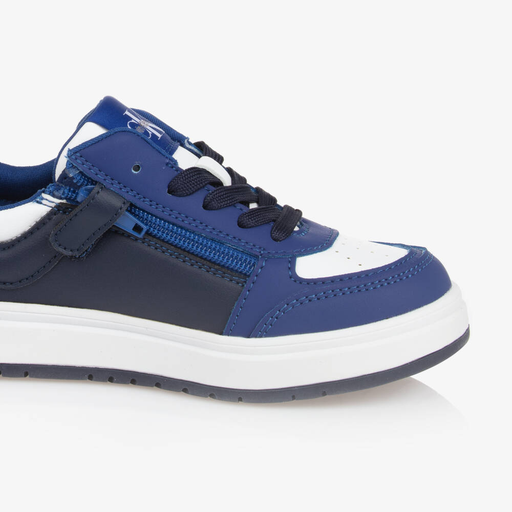 Calvin Klein-Boys Blue Faux Leather Trainers | Childrensalon Outlet