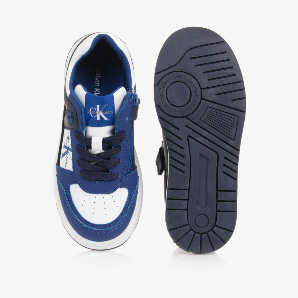 Calvin Klein-Boys Blue Faux Leather Trainers | Childrensalon Outlet