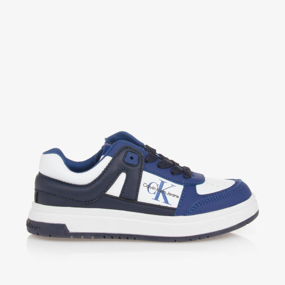 Calvin Klein-Boys Blue Faux Leather Trainers | Childrensalon Outlet