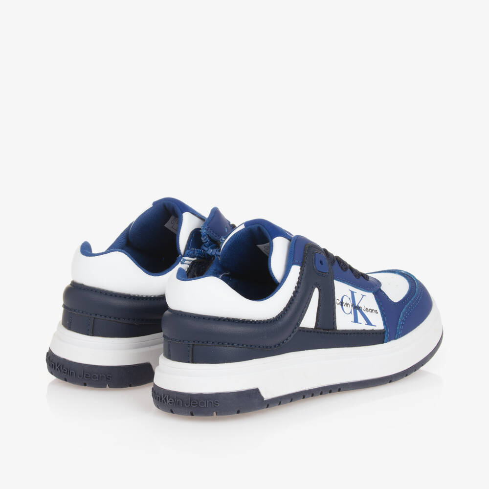 Calvin Klein-Boys Blue Faux Leather Trainers | Childrensalon Outlet