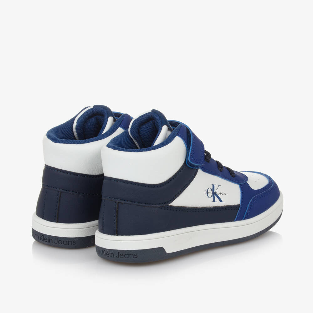 Calvin Klein-Boys Blue Faux Leather Trainers | Childrensalon Outlet